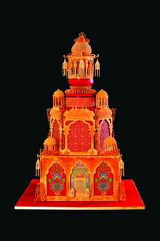 An elaborate cake decorated with royal icing by Prachi Dhabal Deb