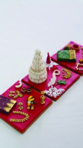 Cookies with representations of wedding rituals from Maharashtra, Tamil Nadu and West Bengal.